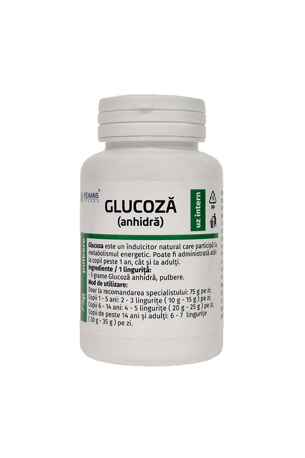 GLUCOZĂ (anhidră) - Pulbere orală, 75g